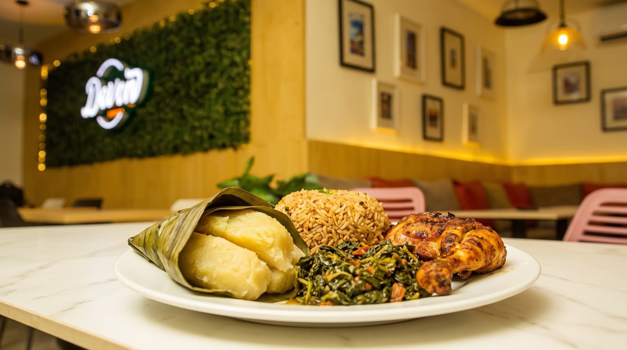 A freshly plated meal at Devon Foods